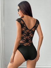 Women's Lace Patchwork Solid Color Jumpsuit - Black